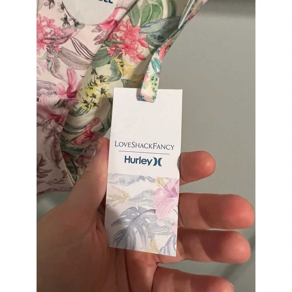 LoveShackFancy X Hurley Hawaiin Hibiscus Cheeky High Waist Bottom Size S&M NWT - Picture 8 of 15